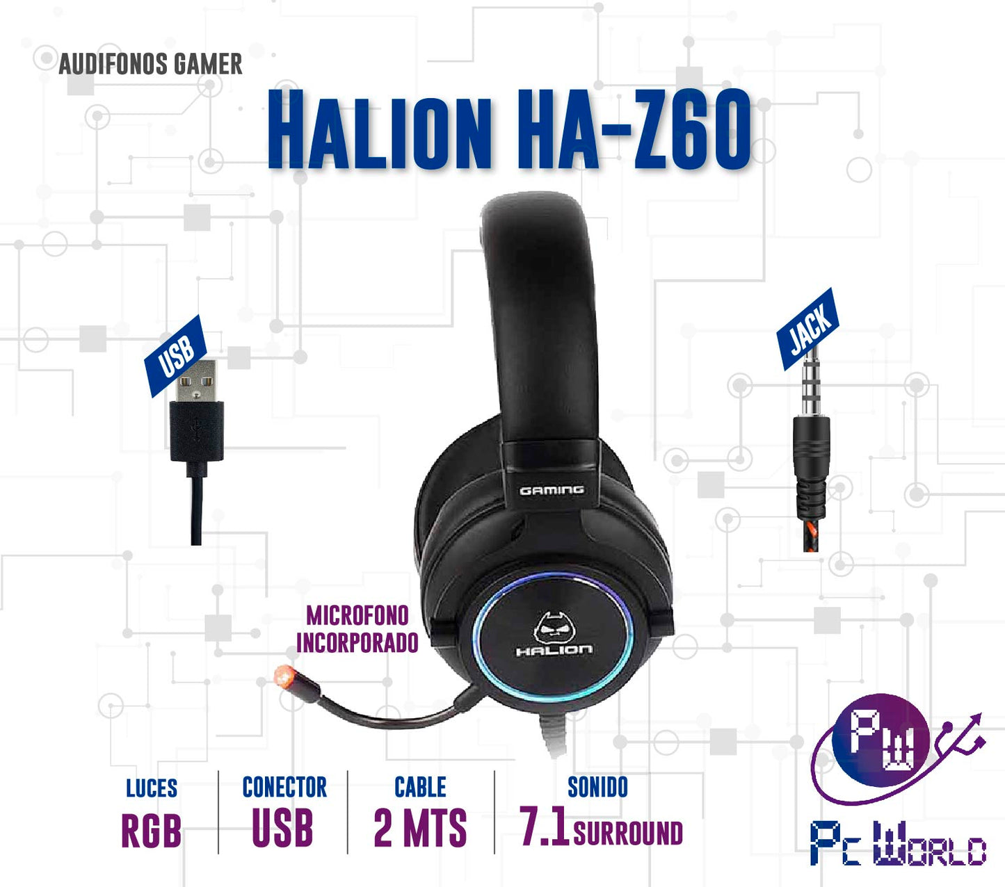 Audifonos Gaming Halion Ha-z60 Rgb