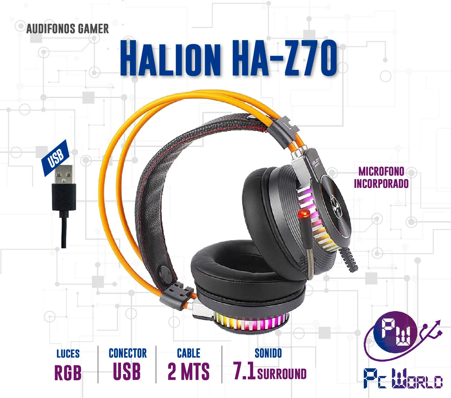 Audifonos Gaming Halion Ha-z70 Rgb