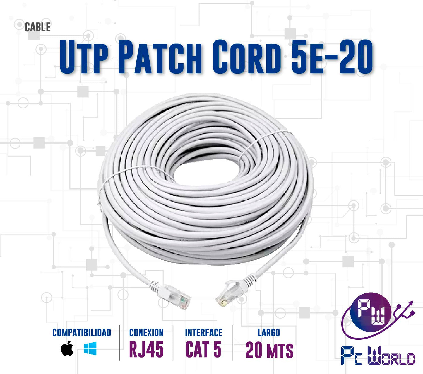Cable De Red Cat 5e De 20mts