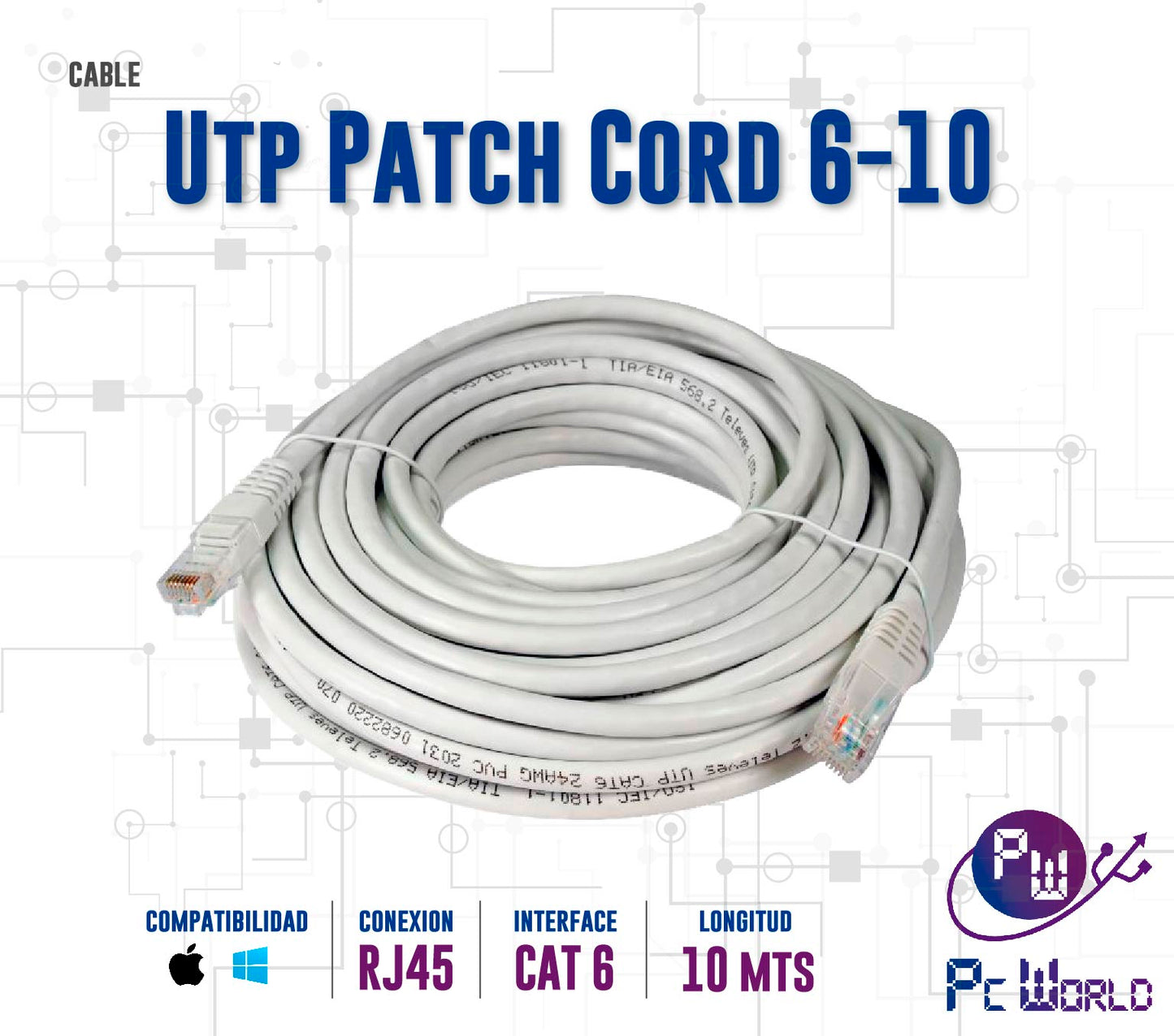 Cable De Red Cat 6 De 10mts