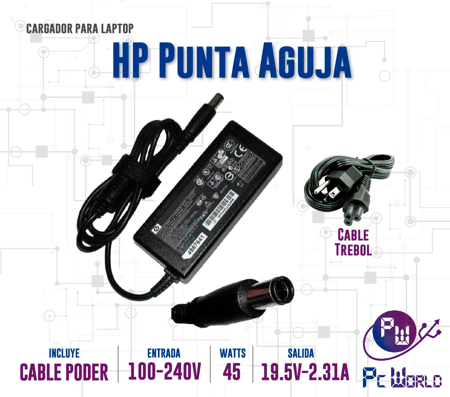 Cargador Compatible Hp Punta Aguja
