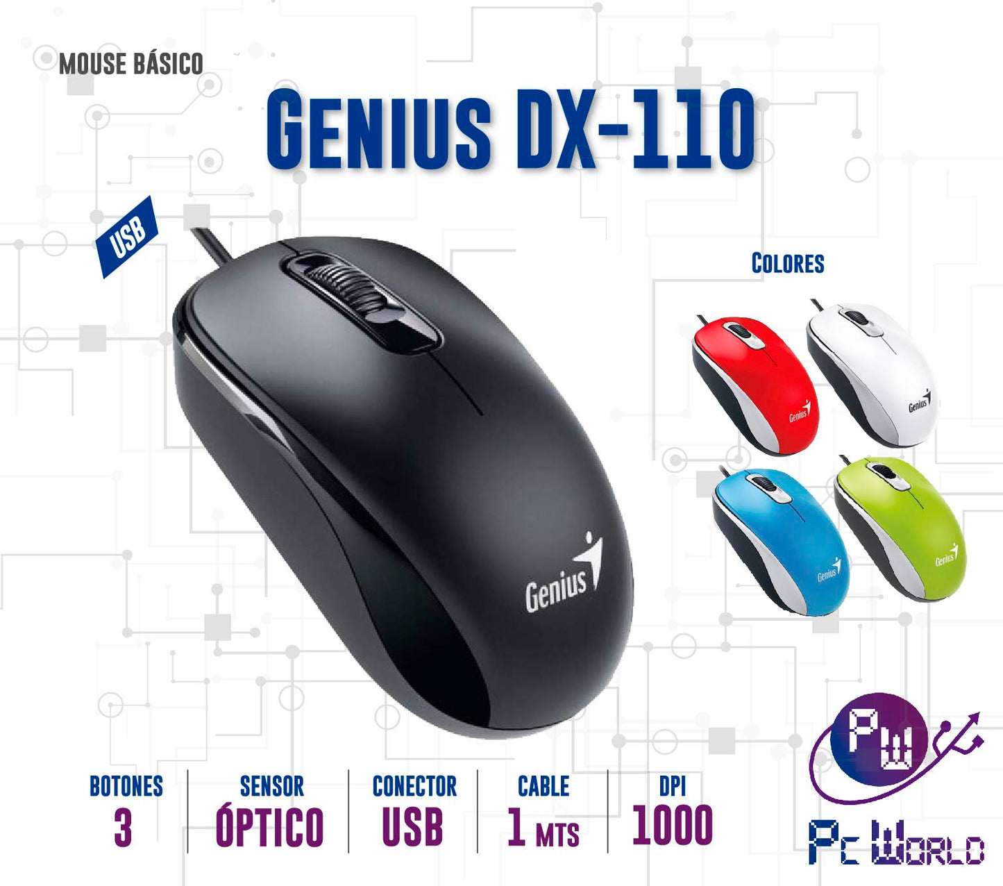 Mouse Alambrico Genius Dx-101