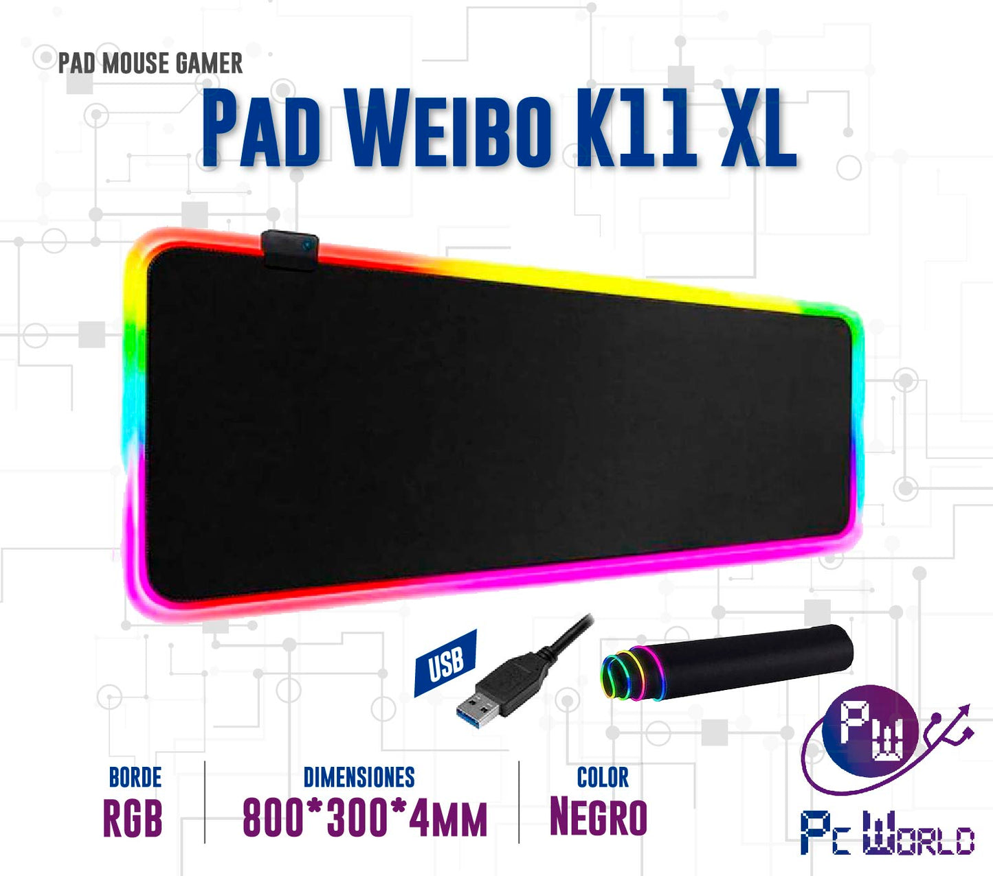 Mouse Pad Gaming Rgb XL K11