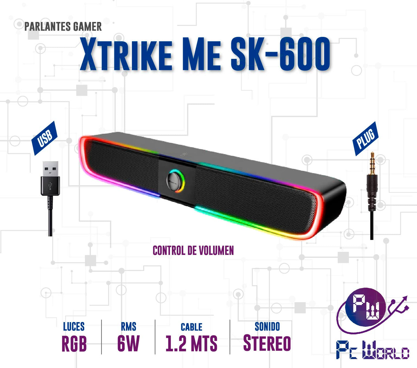 Parlante Gamer Halion Xtrike Sk-600 Rgb Usb