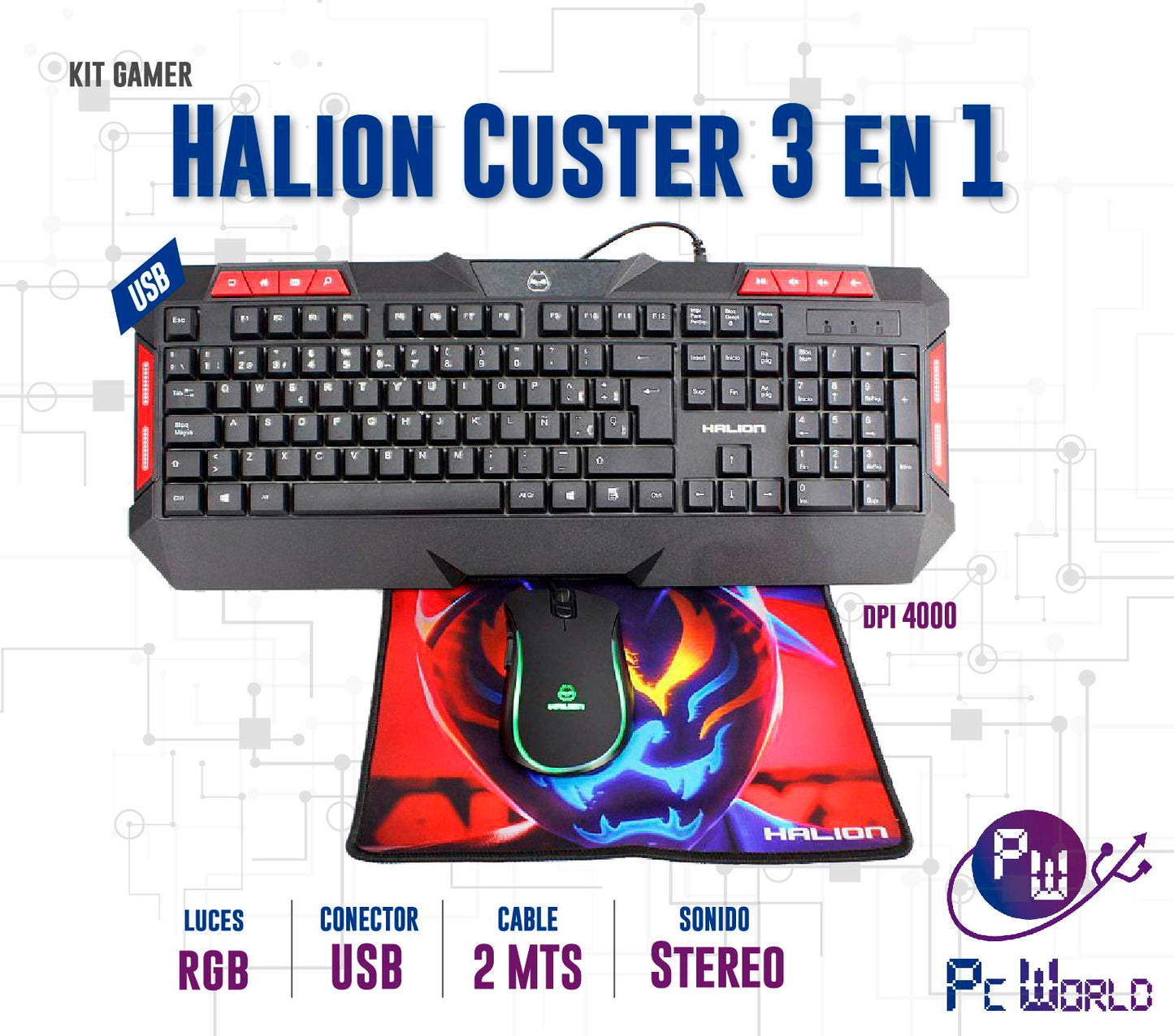 Kit Gaming 3 en 1 Halion Custer