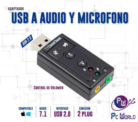 Adaptador De Usb A 2 Jack 3.5mm