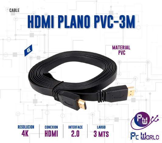 Cable de video HDMI Plano 3mtrs