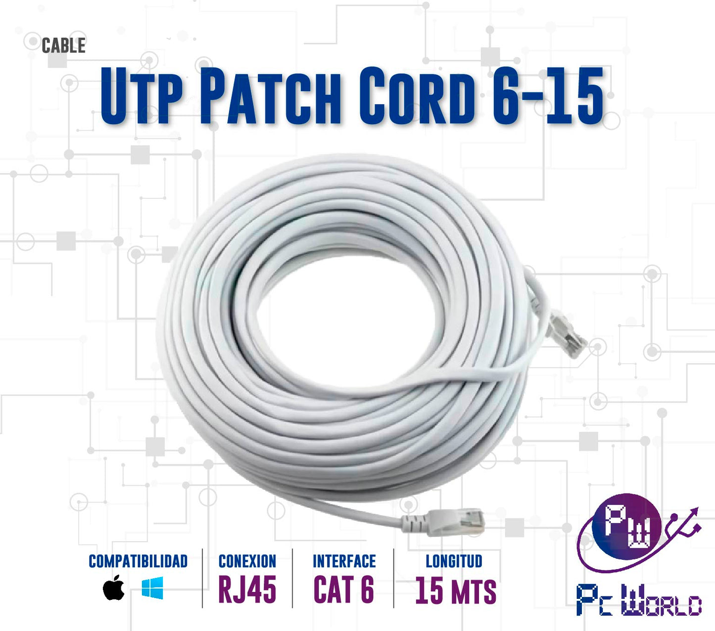 Cable De Red Cat 6 De 15mts