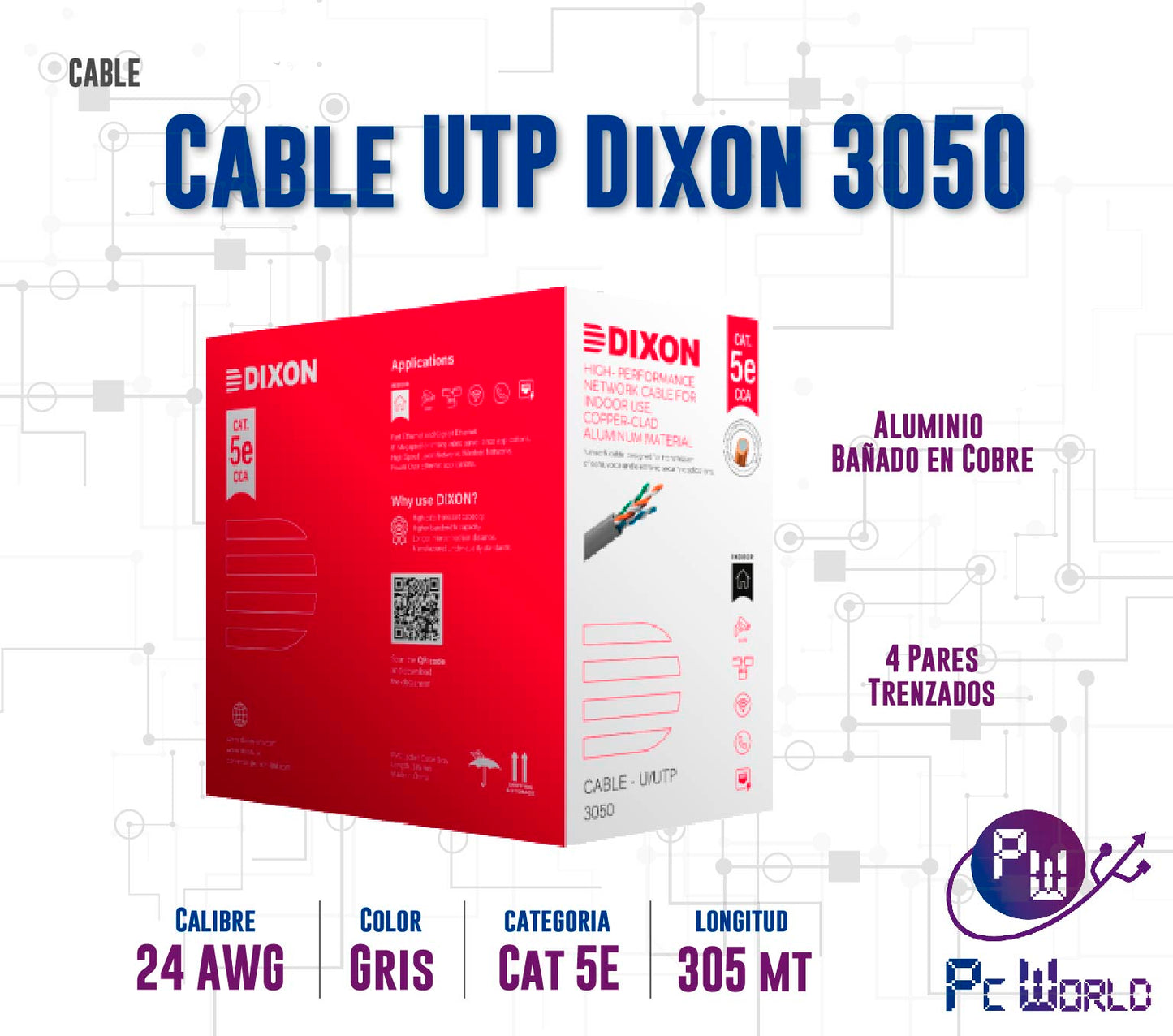 Rollo de Cable UTP Cat. 5 Dixon Serie 3050 caja x305m