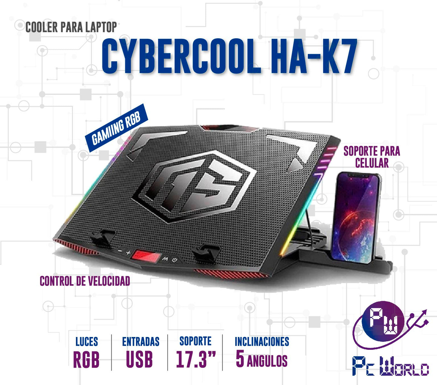 Cooler Para Laptop Cybercool Ha-k7