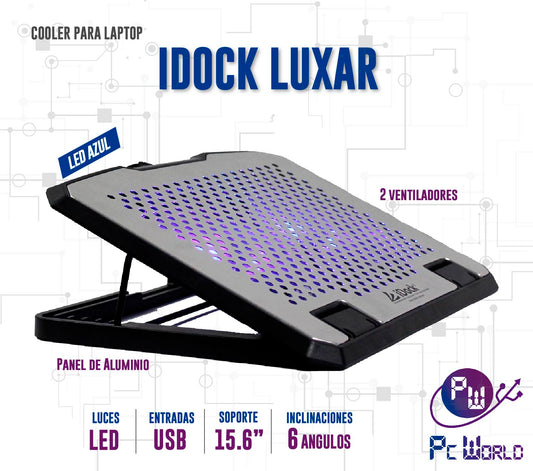 Cooler De Aluminio Para Laptop Idock Luxar Led Azul