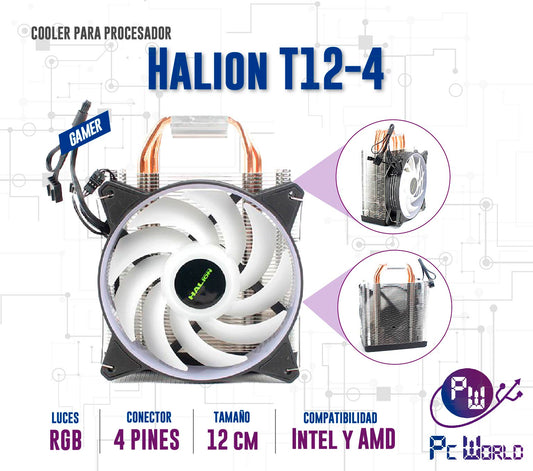 Cooler Para Procesador Halion T12-4 Rgb