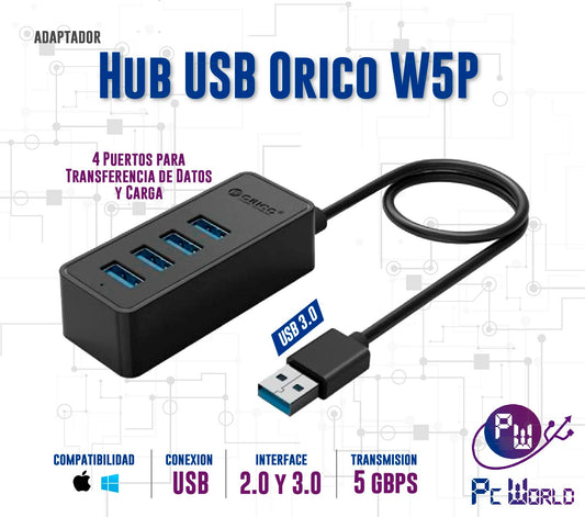 Hub Usb 3.0 Micro Usb B Orico 4 Puertos