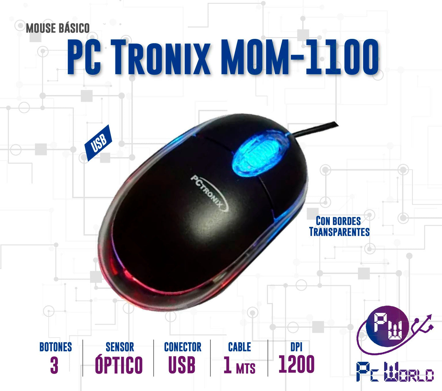 Mouse Pc Tronix Mom-1100 Negro Usb