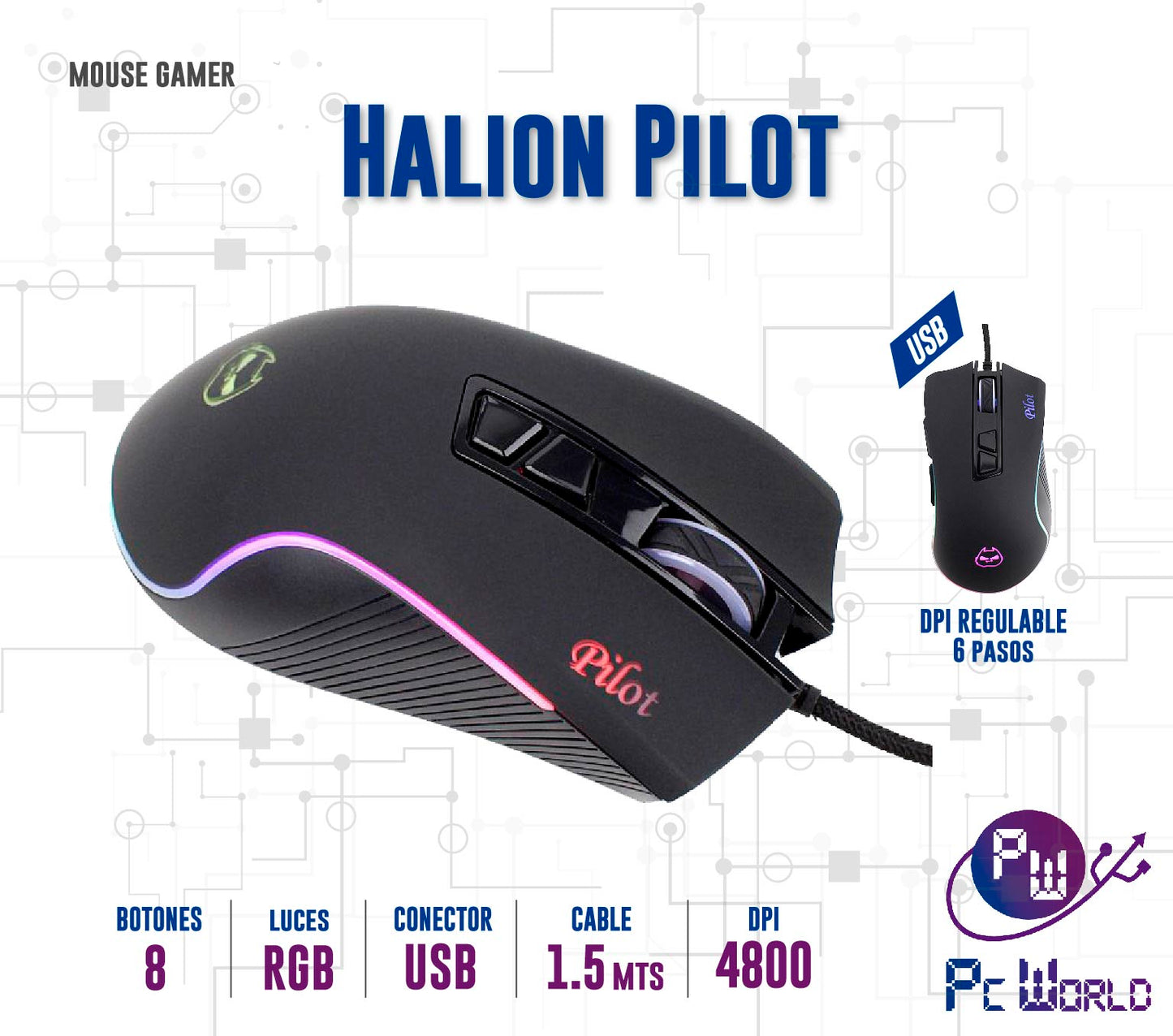 Mouse Gaming Halion Pilot HA-M571 Usb Rgb