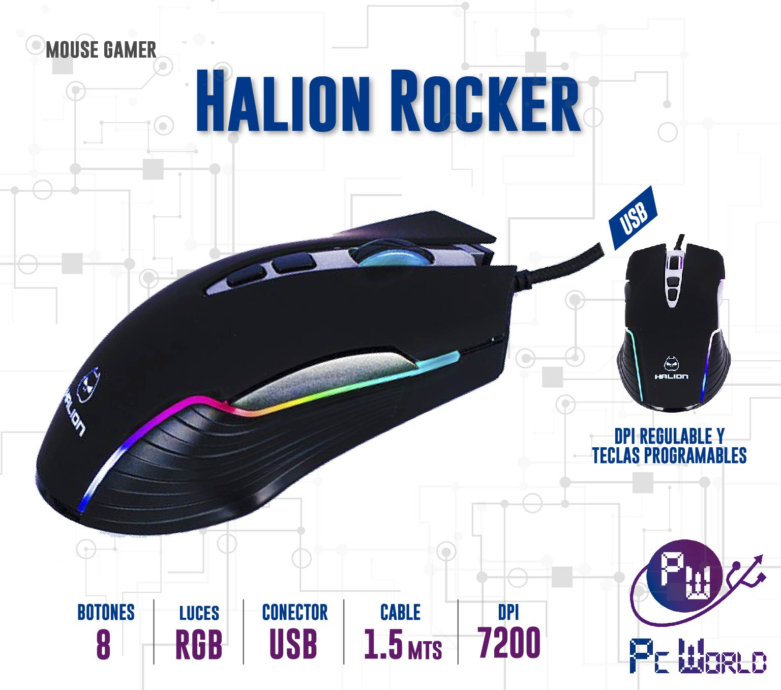 Mouse Gaming Halion Rocker – Corporación PC World